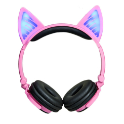 Портативные колонки и наушники - Bluetooth наушники LINX BL108A с кошачьими ушками LED Розовые (SUN0482)