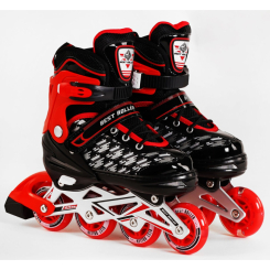 Ролики детские - Роликовые коньки светящиеся PU колёса в коробке Best Roller 35-38 Red/Black (116484)