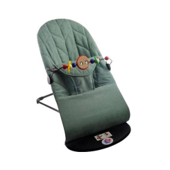 Кресла-качалки - Детский шезлонг-качалка SBT group BABY Balance Soft A1 с дугой с игрушками бирюзовый колосок/хлопок (BBT-17-00)