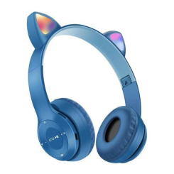 Портативные колонки и наушники - Наушники UKC Bluetooth с ушками и подсветкой Cat Miu Star P47 Синие (16341059346)