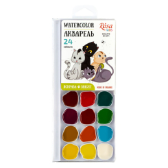 Канцтовари - Набір акварельних фарб ROSA Kids Cats 24 кольори (301206)