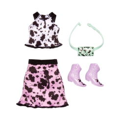 Одежда и аксессуары - ​Набор одежды Barbie Готовые наряды Бело-черный топ и черно-розовая юбка (GWD96/HJT18)