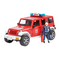 Транспорт и спецтехника - Машинка игрушечная Пожарный джип Рэнглер Рубикон с фигуркой пожарного Bruder (02528)