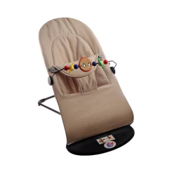 Кресла-качалки - Детский шезлонг-качалка SBT group BABY Balance Soft A1 с дугой с игрушками бежевый/хлопок (BBT-04-00)
