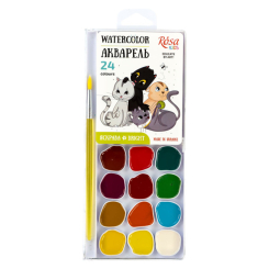 Канцтовари - Набір акварельних фарб ROSA Kids Cats 24 кольори (301205)