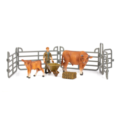 Фигурки животных - Набор фигурок Kids Team Ферма Фермер рыжеволосый корова и теленок (Q9899-X10/1)