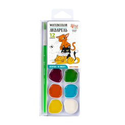 Канцтовари - Набір акварельних фарб ROSA Kids Cats 12 кольорів (301201)