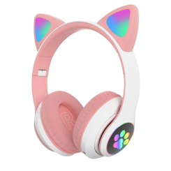 Портативні колонки та навушники - Навушники Cute Headset "Котячі вушка" бездротові 280ST Bluetooth, MicroSD, FM-Радіо Рожеві (AN 23868)