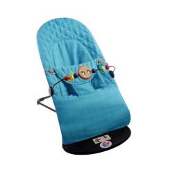 Кресла-качалки - Детский шезлонг-качалка SBT group BABY Balance Soft A1 с дугой с игрушками синий в клетку/хлопок (BBT-13-00)