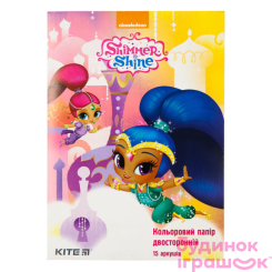 Канцтовары - Бумага цветная двусторонняя KITE Shimmer & Shine 15 листов 15 цветов А4 (SH18-250)