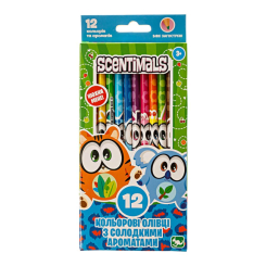 Канцтовари - Кольорові олівці Kangaru Scentimals 12 штук ароматизовані (KN7042) (561010)