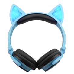Портативные колонки и наушники - Bluetooth наушники LINX BL108A с кошачьими ушками LED Синие (SUN0481)