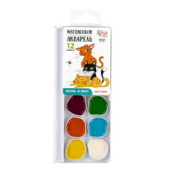 Канцтовари - Набір акварельних фарб ROSA Kids Cats 12 кольорів (301202)