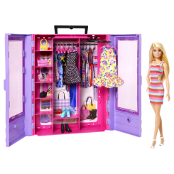 Куклы - Игровой набор Barbie Сиреневый шкаф для одежды с куклой (HJL66)