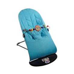 Кресла-качалки - Детский шезлонг-качалка SBT group BABY Balance Soft A1 с дугой с игрушками синий колосок/хлопок (BBT-11-00)