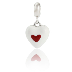 Ювелирные украшения - Подвеска UMa&UMi Сердце в сердце серебро красно-белая 40 см (4184538826663)