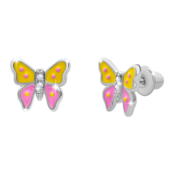 Ювелірні прикраси - Сережки UMa&UMi Метелик з кристалами жовто-рожеві (2062318657190)